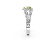 Halo Engagement Ring Setting for Fancy Yellow Heart-Shaped Center with Narrow Pave Split Shank and Prong Head in Sterling Silver