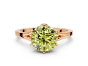 Solitaire Engagement Ring Setting for Fancy Yellow Round Cut Center with Plain Split Shank and Prong Head in Rose Gold