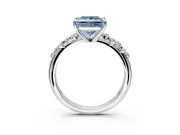 Solitaire Engagement Ring Setting for Fancy Blue Princess Cut Center with Trailing Leaf Accent Band and Prong Head in Platinum