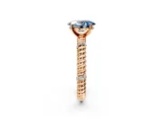 Rope Engagement Ring Setting for Fancy Blue Oval Center with Accent Shoulders and Prong Head in Rose Gold