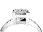 Solitaire Engagement Ring Setting for Princess Cut Center with Plain Band and Flat Tab Prong Head in Sterling Silver