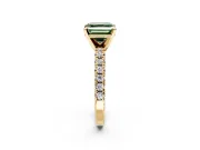 Solitaire Engagement Ring Setting for Fancy Green Asscher Cut Center with Large Accents and Prong Head in Yellow Gold