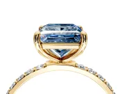 Solitaire Engagement Ring Setting for Fancy Blue Princess Cut Center with Pave Accents and Prong Head in Yellow Gold