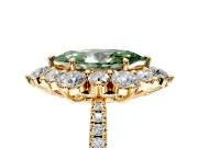 Floral Halo Engagement Ring Setting for Fancy Green Marquise Center with Pave Accents and Prong Head in Yellow Gold