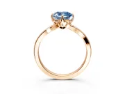 Solitaire Engagement Ring Setting for Fancy Blue Cushion Cut Center with Plain Split Shank and Prong Head in Rose Gold