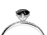 Hidden Halo Engagement Ring Setting for Fancy Black Pear-Shaped Center with Pave Band and Prong Head in Platinum