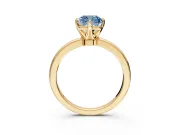 Solitaire Engagement Ring Setting for Fancy Blue Cushion Cut Center with Plain Band and Tulip Prong Head in Yellow Gold