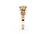 Leaf Engagement Ring Setting for Fancy Yellow Oval Center with Milgrain Accent Band and Prong Head in Rose Gold