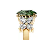 Floral Engagement Ring Setting for Fancy Green Oval Center with Marquise Cluster Shoulders and Prong Head in Yellow Gold