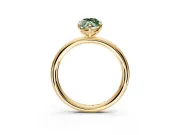 Low-Set Solitaire Engagement Ring Setting for Fancy Green Oval Center with Thin Plain Band and Prong Head in Yellow Gold