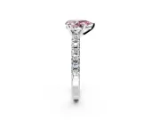 Solitaire Engagement Ring Setting for Fancy Pink Pear-Shaped Center with Large Accents and Prong Head in Platinum
