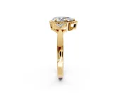 Cluster Engagement Ring Setting for Pear-Shaped Center with Milgrain Shoulder Clusters and Prong Head in Yellow Gold