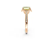 Floral Engagement Ring Setting for Fancy Yellow Asscher Cut Center with Four Accent Clusters and Prong Head in Rose Gold