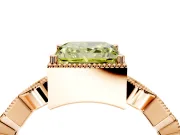 Milgrain Bezel Engagement Ring Setting for Fancy Yellow Princess Cut Center with Marquise Stations and Bezel Head in Rose Gold