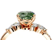 Solitaire Engagement Ring Setting for Fancy Green Cushion Cut Center with Marquise Accent Twist Band and Prong Head in Rose Gold