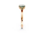 Solitaire Engagement Ring Setting for Fancy Green Princess Cut Center with Thin Rounded Plain Band and Prong Head in Rose Gold