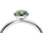 Low-Set Solitaire Engagement Ring Setting for Fancy Green Pear-Shaped Center with Thin Plain Band and Prong Head in White Gold