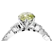 Leaf Motif Engagement Ring Setting for Fancy Yellow Marquise Center with Pave Band and Prong Head in Platinum