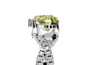 Solitaire Engagement Ring Setting for Fancy Yellow Heart-Shaped Center with Narrow Twist Pave Band and Prong Head in Platinum