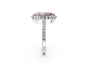 Halo Engagement Ring Setting for Fancy Pink Marquise Center with Inner Milgrain Border and Prong Head in Platinum