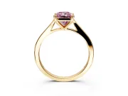Solitaire Engagement Ring Setting for Fancy Pink Radiant Cut Center with Tapered Shoulders and Prong Head in Yellow Gold