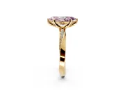 Side Accent Engagement Ring Setting for Fancy Pink Marquise Center with Accent Shoulders and Prong Head in Yellow Gold