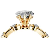 Solitaire Engagement Ring Setting for Heart-Shaped Center with Bezel Station Band and Prong Head in Yellow Gold