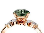 Solitaire Engagement Ring Setting for Fancy Green Round Cut Center with Marquise Accent Twist Band and Prong Head in Rose Gold