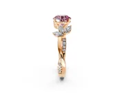 Floral Engagement Ring Setting for Fancy Pink Round Cut Center with Trailing Marquise Accents and Prong Head in Rose Gold