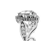 Halo Engagement Ring Setting for Heart-Shaped Center with Leaf Motif Split Shank and Prong Head in Sterling Silver