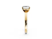 Solitaire Engagement Ring Setting for Asscher Cut Center with Basket Rail and Prong Head in Yellow Gold