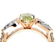 Channel-Set Engagement Ring Setting for Fancy Yellow Marquise Center with Baguette Band and Prong Head in Rose Gold