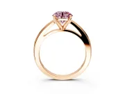 Solitaire Engagement Ring Setting for Fancy Pink Round Cut Center with Flat-Sided Plain Band and Prong Head in Rose Gold