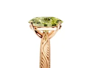 Solitaire Engagement Ring Setting for Fancy Yellow Oval Center with Engraved Milgrain Band and Prong Head in Rose Gold