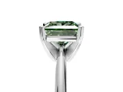 Solitaire Engagement Ring Setting for Fancy Green Princess Cut Center with Knife Ridge Band and Claw Prong Head in White Gold