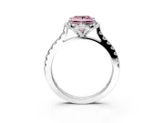 Floral Engagement Ring Setting for Fancy Pink Princess Cut Center with Pave Band and Floral Prong Head in Sterling Silver