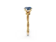 Solitaire Engagement Ring Setting for Fancy Blue Round Cut Center with Twist Band and Bead Prong Head in Yellow Gold