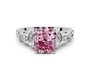 Solitaire Engagement Ring Setting for Fancy Pink Radiant Cut Center with Filigree Band and Prong Head in Platinum