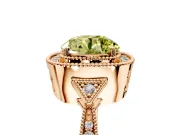 Halo Engagement Ring Setting for Fancy Yellow Round Cut Center with Milgrain Rim, Pave Band and Prong Head in Rose Gold