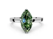 Solitaire Engagement Ring Setting for Fancy Green Marquise Center with Plain Band and Flat Tab Prong Head in White Gold