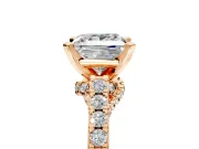 Solitaire Engagement Ring Setting for Princess Cut Center with Crossover Accents and Prong Head in Rose Gold