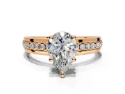 Solitaire Engagement Ring Setting for Pear-Shaped Center with Raised Channel Band and Prong Head in Rose Gold