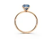 Solitaire Engagement Ring Setting for Fancy Blue Cushion Cut Center with Straight Thin Band and Prong Head in Rose Gold