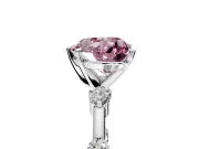Solitaire Engagement Ring Setting for Fancy Pink Heart-Shaped Center with Bezel Station Band and Prong Head in White Gold