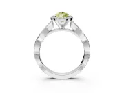 Halo Engagement Ring Setting for Fancy Yellow Pear-Shaped Center with Pave and Plain Twist Band and Prong Head in Platinum