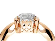 Halo Engagement Ring Setting for Cushion Cut Center with Tapered Plain Band and Prong Head in Rose Gold
