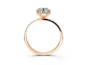 Solitaire Engagement Ring Setting for Round Cut Center with Pave Accents and Prong Head in Rose Gold