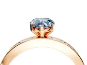 Solitaire Engagement Ring Setting for Fancy Blue Pear-Shaped Center with Channel Baguette Band and Prong Head in Rose Gold
