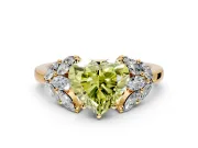 Leaf Cluster Engagement Ring Setting for Fancy Yellow Heart-Shaped Center with Marquise Accents and Prong Head in Yellow Gold