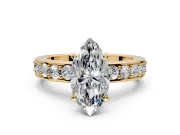 Solitaire Engagement Ring Setting for Marquise Center with Channel-Set Accents and Prong Head in Yellow Gold